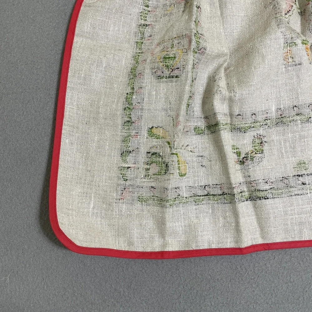 Vintage Apron Linen‎ Pennsylvania Dutch Folk Ceramics Kitchy Linen Cottagecore